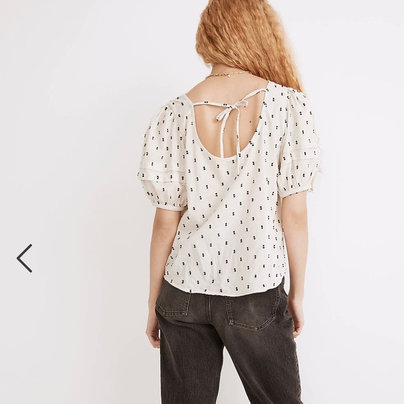 Madewell Tie-Back Puff-Sleeve Top in Clip Dot - Picture 3 of 9